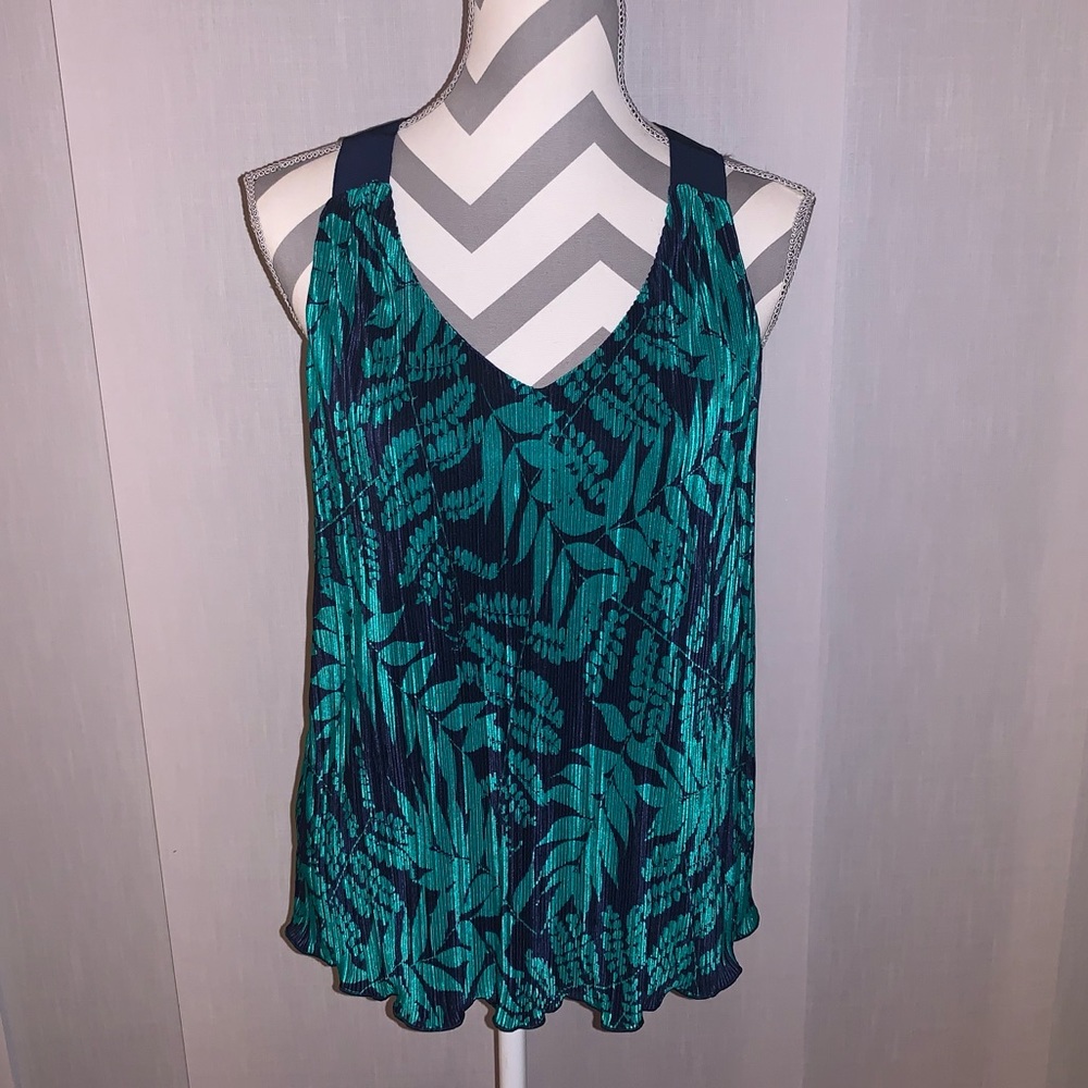 Banana Republic Leaf Print Pleated Tank Top